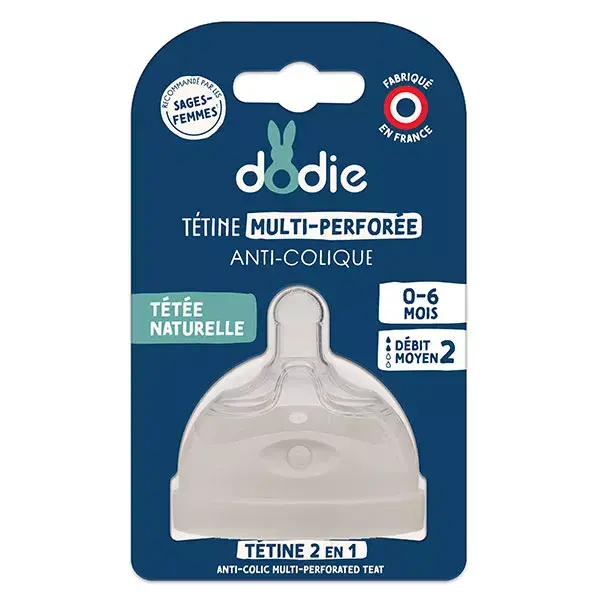 Dodie Tétine Multi-Perforée Anti-Colique +3M Débit 2