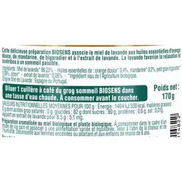 Biosens Miels Grog Sommeil Miel et Huiles Essentielles Sérénité Bio 170g