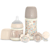 Suavinex Wonderland Set: Slow Flow Baby Bottle + Medium Flow Baby Bottle + 2 Pacifiers (0-6m) + Pacifier Clip (Beige)