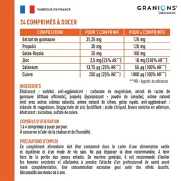 Granions Gorge Adoucit la Gorge Goût Miel Citron 24 comprimés à sucer