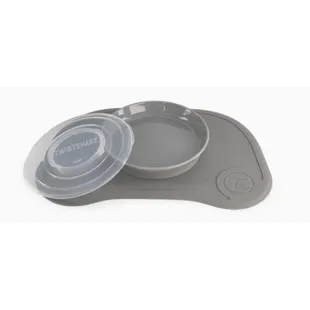 Assiette Twistshake Click-Mat avec couvercle et tapis antiadhésif gris