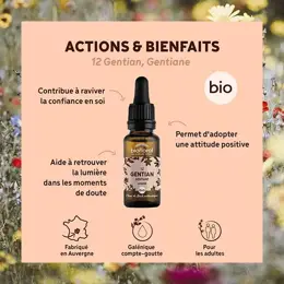 Biofloral Fleur De Bach 12 Gentian Gentiane Compte Gouttes Bio Demeter 20 ml