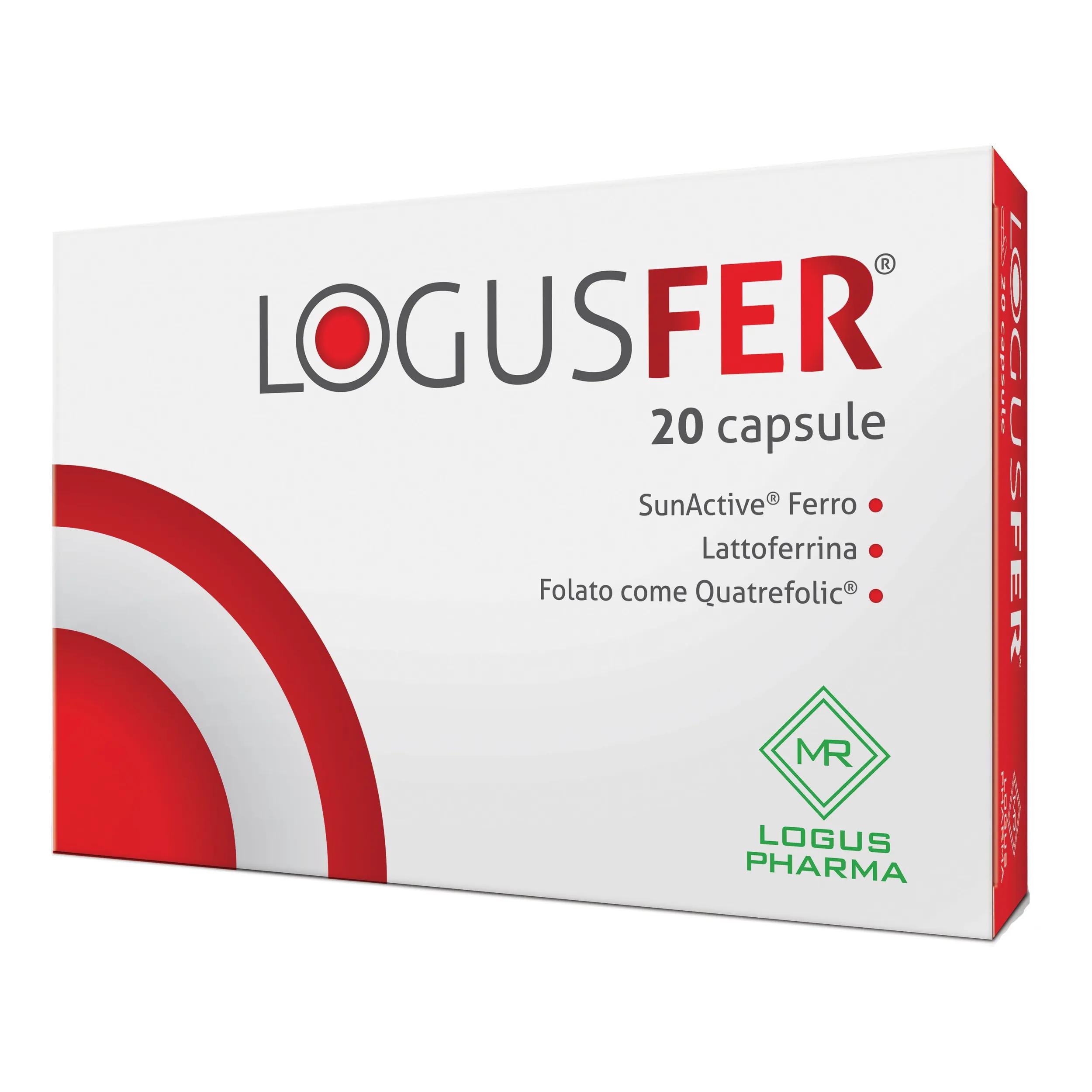 Logusfer Integratore Ferro e Acido Folico 20 Capsule