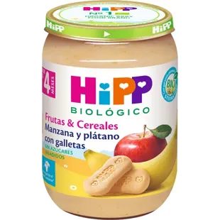 HiPP Tarrito de Manzana y Plátano con Galletas +4m BIO 190 gr