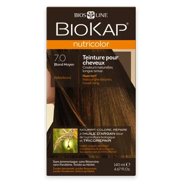 Biokap Nutricolor Teinture pour Cheveux 7.0 Blond Moyen 140ml