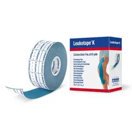 Leukotape K Bande Adhésive Elastique Bleu 2.5cm x 5m