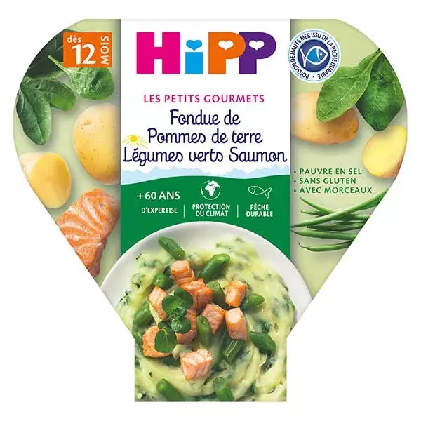 Hipp Bio Les Petits Gourmets Fondue de Espinacas, Patatas y Salmón (+12 m) 230 g