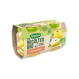 Blédina Les Récoltes Bio Pot Compote Pommes Poires +4m 2 x 130g