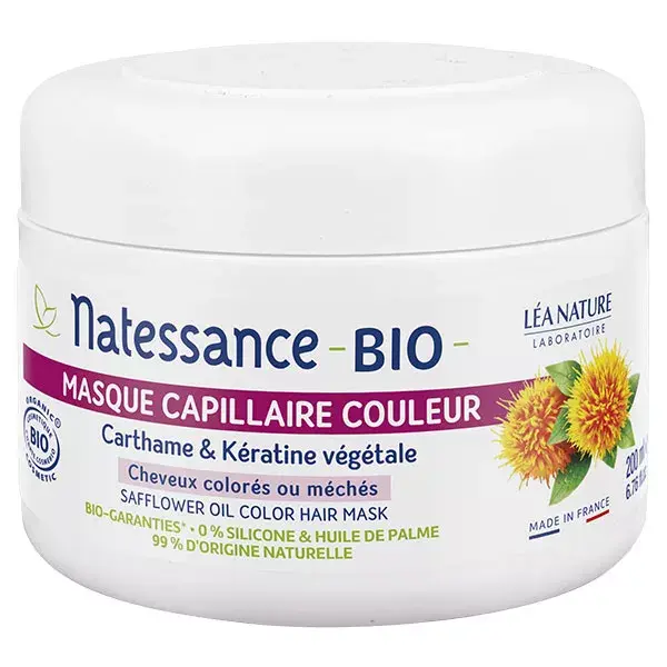 Natessance Capillaires Bio Masque Couleur Carthame et Kératine Végétale 200ml