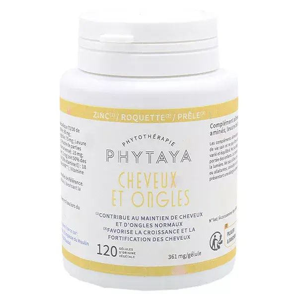 Phytaya Cheveux et Ongles Zinc Cystine B6 120 gélules