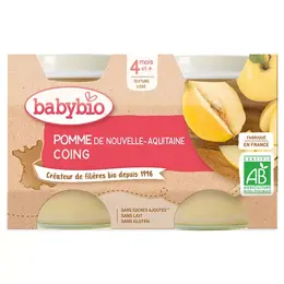 Babybio Fruits Pot Pomme Coing +4m Bio 2 x 130g