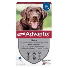 Advantix Chien Solution Antiparasitaire Grande Race 25 à 40kg 6 pipettes