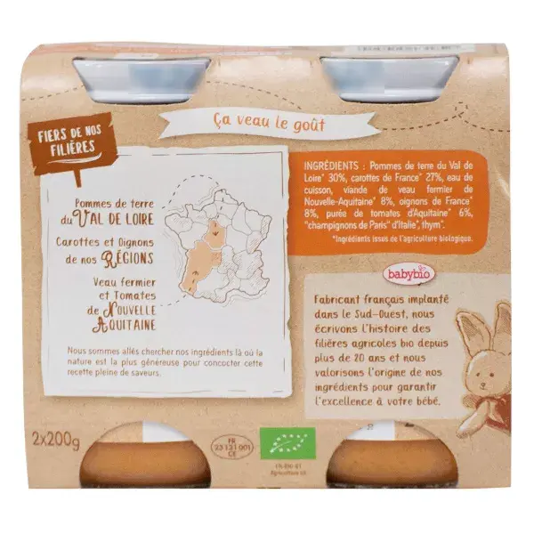 Babybio Dish of the Day Potato Carrot & Veal from 8 months 2 x 200g