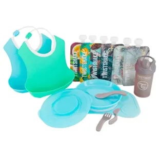 Twistshake Bibs + Tableware + Cup + Reusable Bags Blue