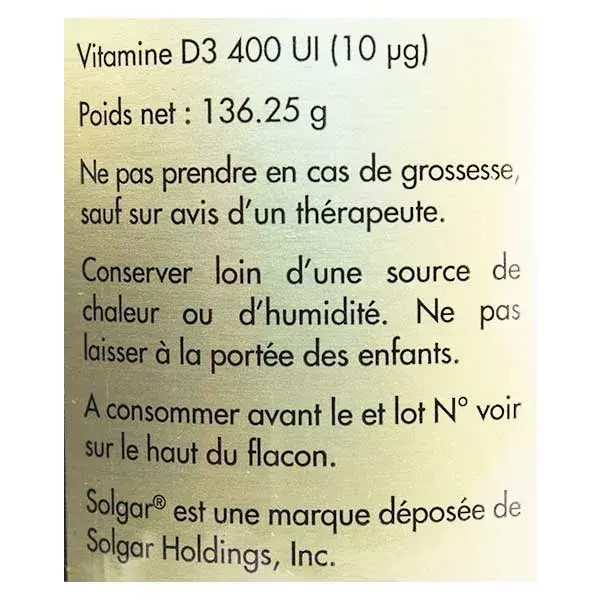 Solgar vitamina D3 - 250 cpsulas