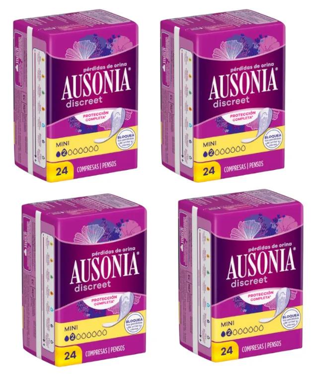 Ausonia Discreet Mini Pads for Women&#39;s Urine Loss 4x24 units