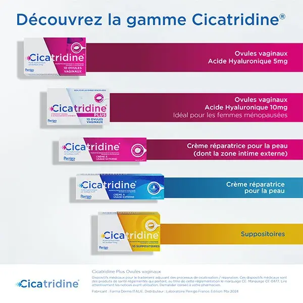 Cicatridine Plus Ovules Vaginaux Hydratant Vaginal à Action Rapide et Intensive 10 unités