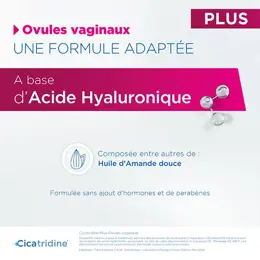 Cicatridine Plus Ovules Vaginaux Hydratant Vaginal à Action Rapide et Intensive 10 unités