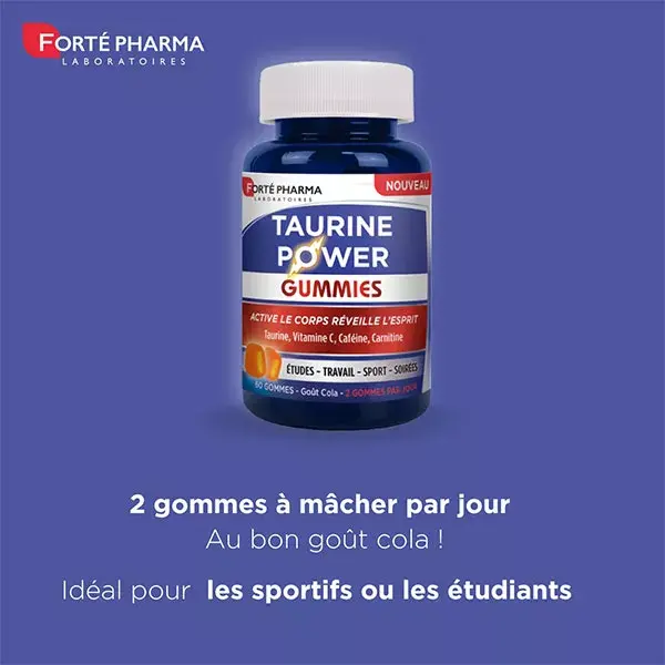 Forté Pharma Taurine Power Gummies Booster d'Energie Caféine Goût Cola 60 gommes