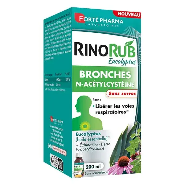 Forté Pharma RinoRub NAC Solution Buvable Bronches Eucalyptus 200mL