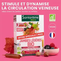 Santarome Bio - Jambes Légères Bio - Favorise la circulation - 30 ampoules