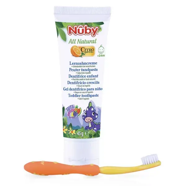 Figlio di dentifricio Nûby Tutti naturale + 24 mesi 45g + spazzolino