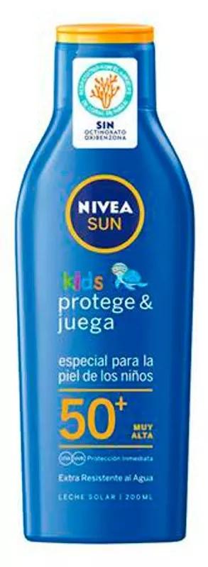 Feuchtigkeitsspendende Sonnenmilch für Kinder schützt und spielt SPF50+ Nivea Sun 200ml