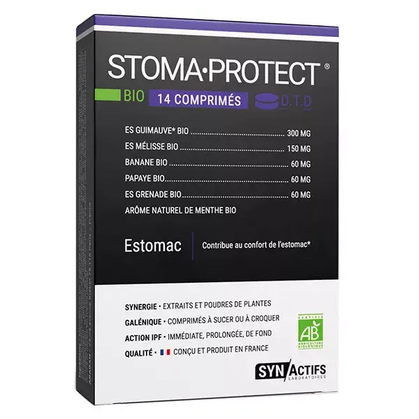 Aragan - Synactifs - StomaProtect® BIO - Confort Digestif - Guimauve - 14 comprimés