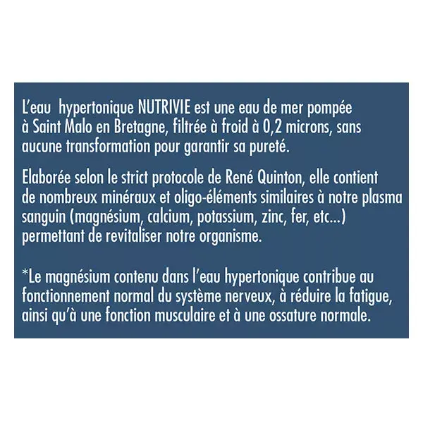 Nutrivie Eau Hypertonique Quinton Ampoules 10ml Pas cher