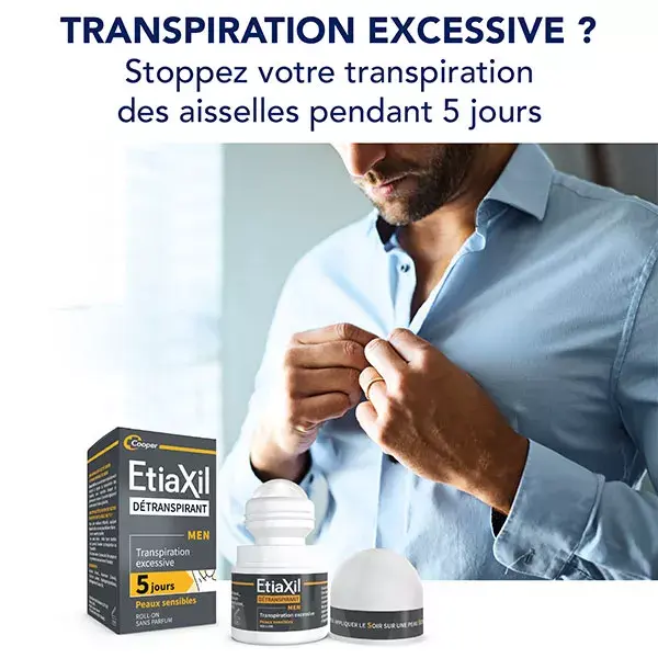 ETIAXIL Déodorant Détranspirant Men Transpiration Excessive Lot de 2 x 15ml
