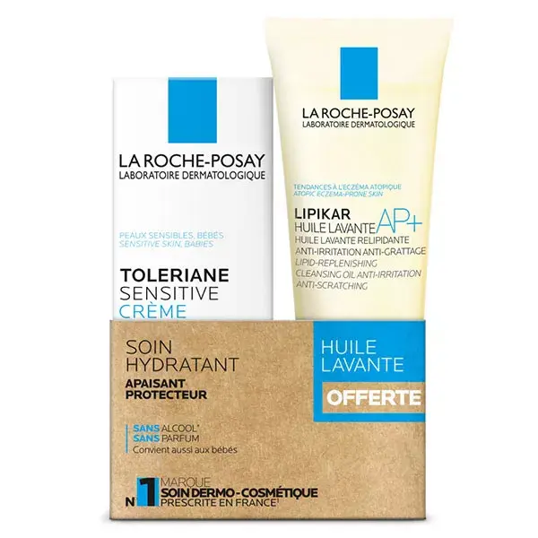La Roche Posay Toleriane Sensitive Soin Crème Hydratant 40ml + Lipikar Huile Lavante 100ml Offerte