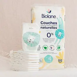 Biolane - Couches Naturelles Taille 4 - Ultra-Absorbant, Pas de Fuite  - 44 unités