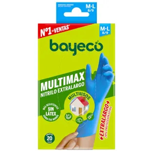 Bayeco Multimax Extra Long Nitrile Gloves Size M/L 20 units
