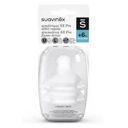 Suavinex Tétine Symétrique Silicone SX Pro Débit L +6m Lot de 2