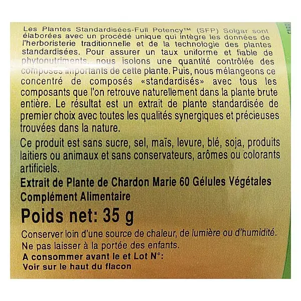 Solgar SFP Milk Thistle 60 vegetarian capsules