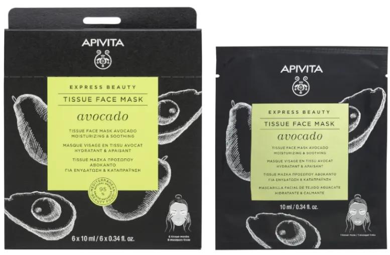 Facial Mask Express Beauty of Tissue with Avocado Apivita 1ud