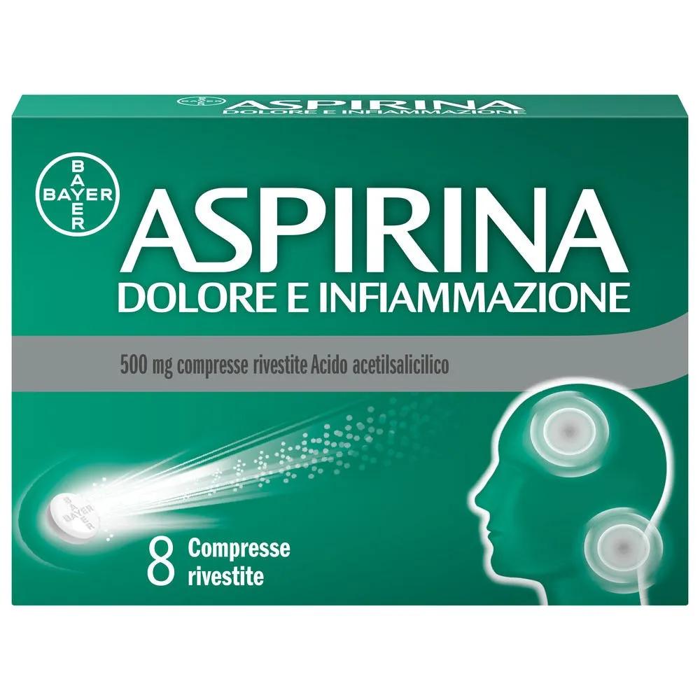 Aspirina Dolore e Infiammazione Antidolorifico Antinfiammatorio per Mal di Testa e Dolori 8 Compresse 