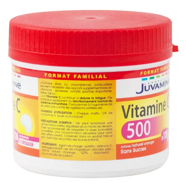 Juvamine Vitamine C 500 Formato Familiar 120 comprimidos masticables