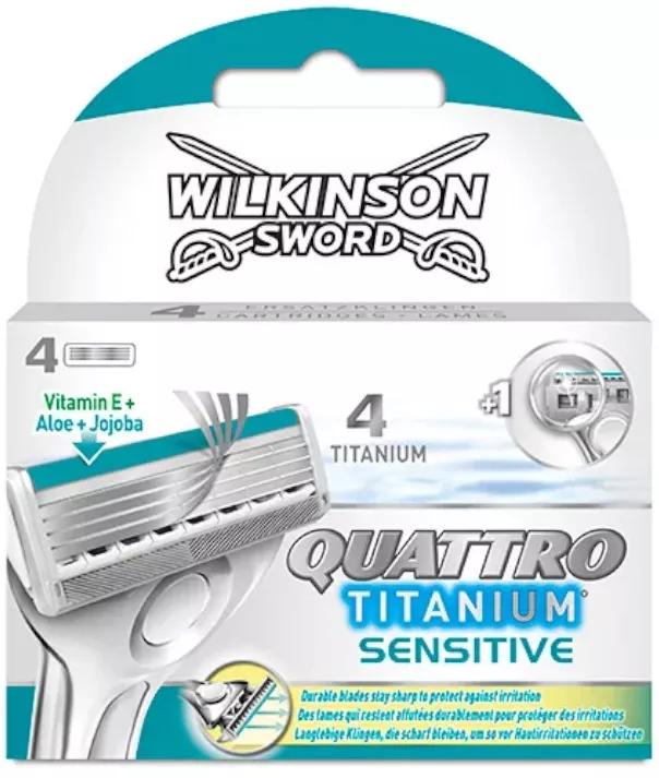 Wilkinson Sword Quattro Titanium Sensitive Recambios 5 uds