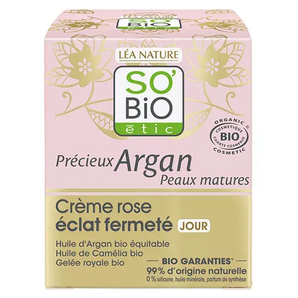 So'Bio Étic Précieux Argan Crème Rose Éclat Fermeté Jour Bio 50ml