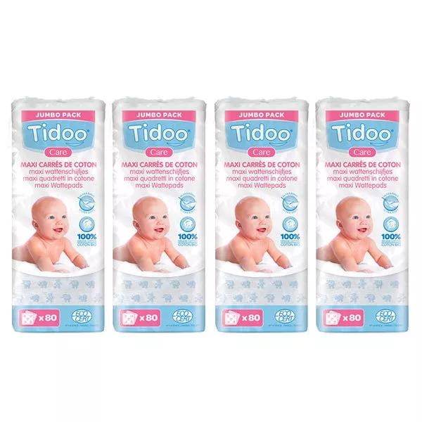 Tidoo Care Coton Maxi Carrés Bio Lot de 4 x 80 cotons
