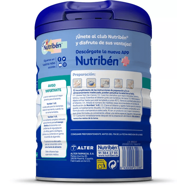 Nutriben Zuigelingenmelk A.R. 0m 800gr