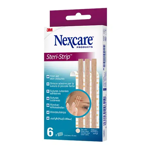 Nexcare™ Steri-Strip™ Sutures Cutanées Beige 6 Mm X 75 Mm 6 Paquet