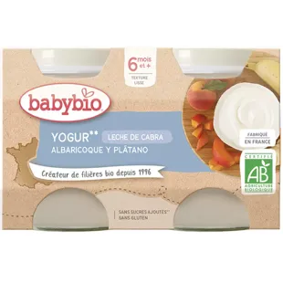 Babybio Yaourt Abricot Banane au Lait de Chèvre +6m 2x130 gr