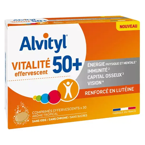 Alvityl Vitalité 50 + 12 vitamines, 8 minéraux, plantes et lutéine 30 comprimés