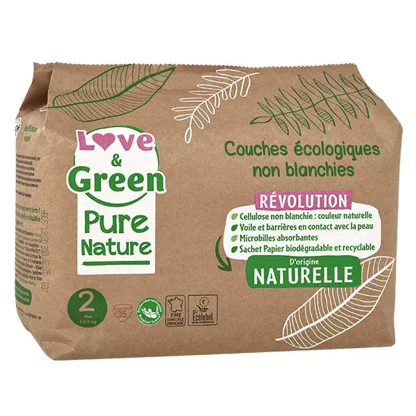 Love & Green Baby Change Pure Nature Ecological Diaper Size 2 35 units