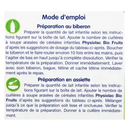 Physiolac Bio Céréales Fruits +6m 200g