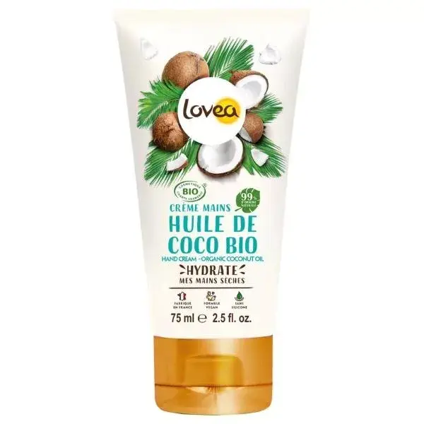 Lovea - Crème Mains - Huile De Coco Bio - Peaux Sèches 75ml