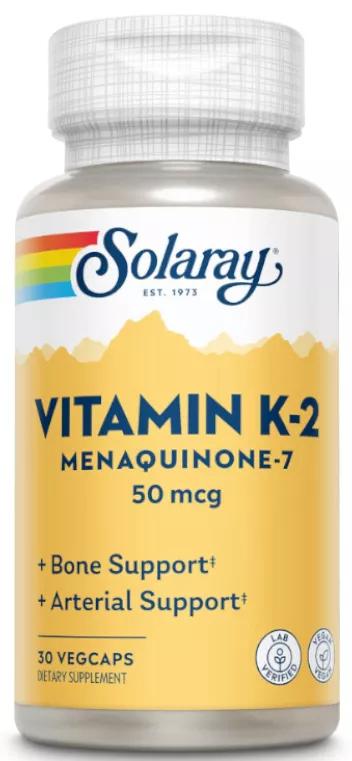 Solaray K-2 Menaquinone-7 30 Cápsulas Vegetales