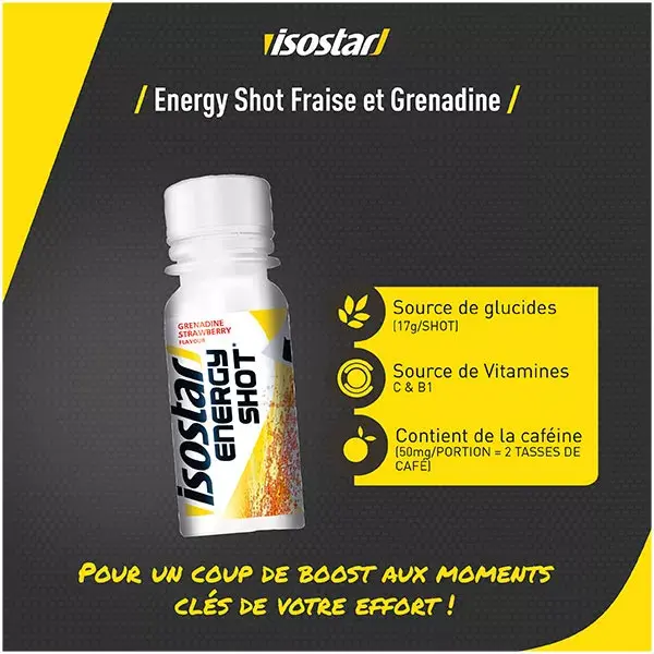 Isostar Energy Shot Protéiné Fraise & Grenadine 60ml